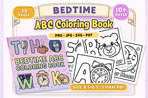 Bedtime ABC Coloring Book, an Object Illustration by Craftsbeefy