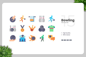 Bowling Flat Icons, an Icon by Upnowgraphic