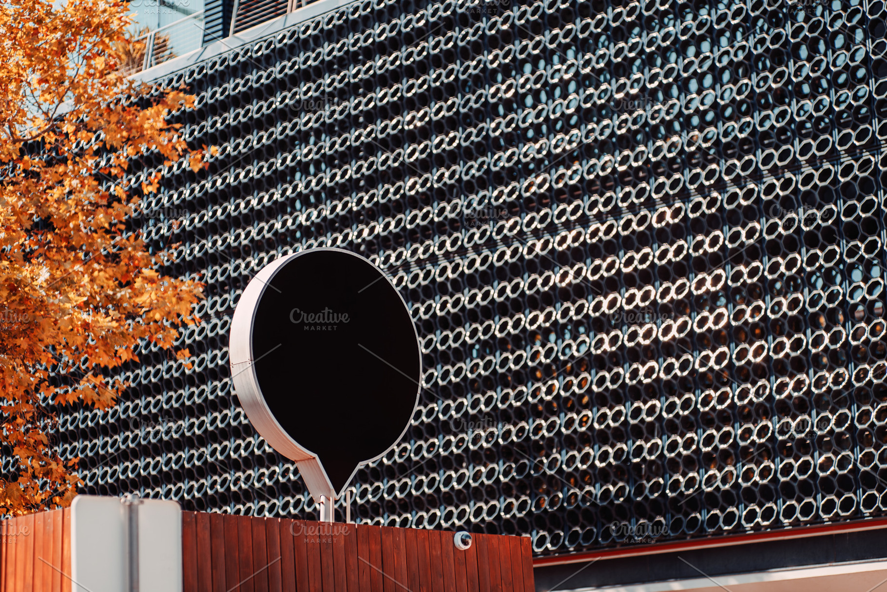 Round Billboard Mockup on Facade, a Business Photo by SkyNext