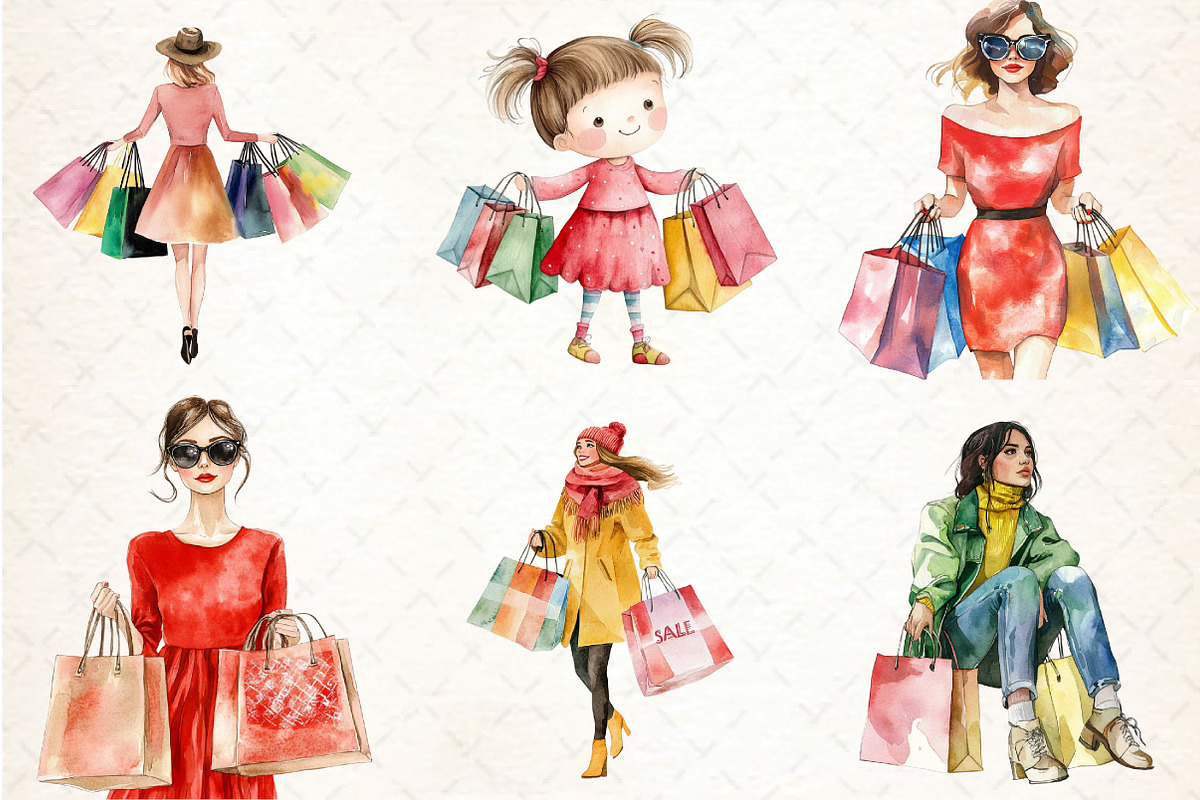 Black Friday Woman Shopping Clipart, an Illustration by DreamCafeArt (Photo 3 of 6)