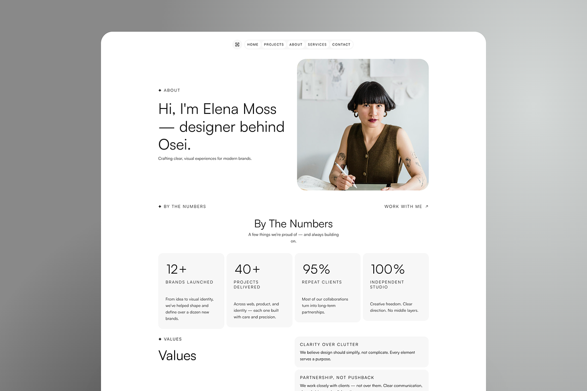Osei Minimal Portfolio Framer Template preview 3