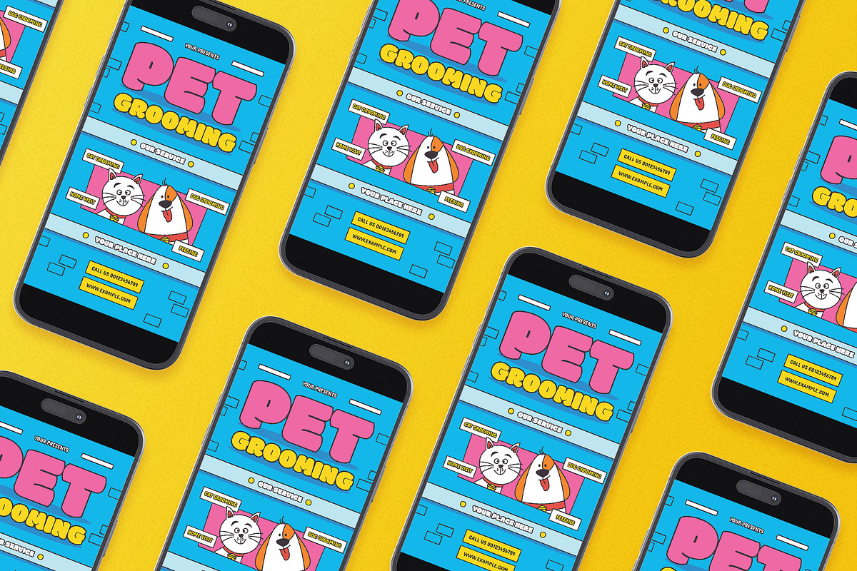 Blue Cartoon Pet Grooming Flyer Set, a Flyer Template by Aiyari Graphic (Photo 2 of 3)