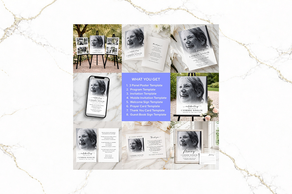 Funeral Bundle B&W Canva FR006, a Stationery Template by TyphoonStudio (Photo 2 of 12)