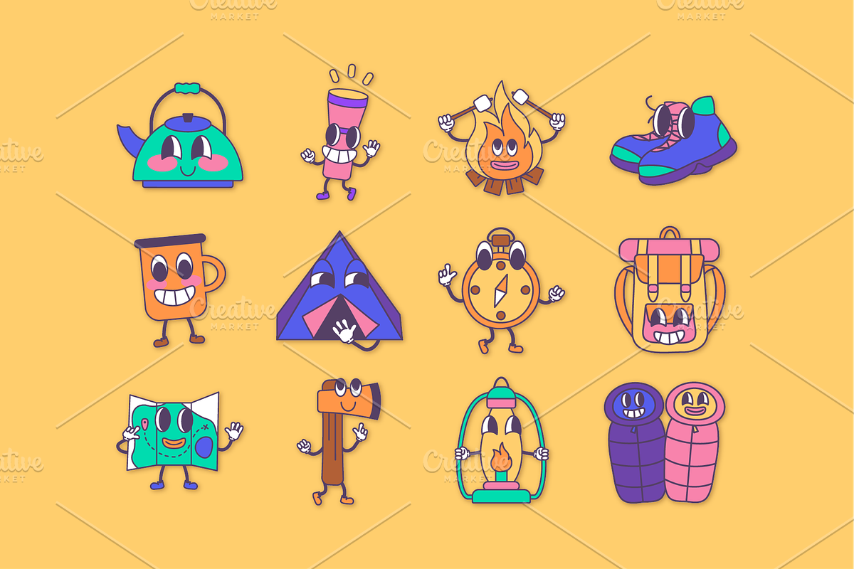 Camping sticker pack, a Decorative Illustration by Kate Liusto (Photo 5 of 6)