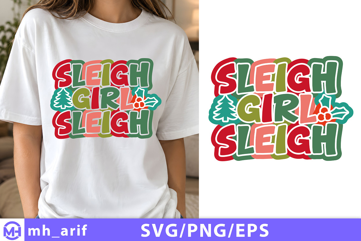 Sleigh Girl Sleigh SVG, a Seasonal Illustration by mh_arif (Photo 1 of 4)