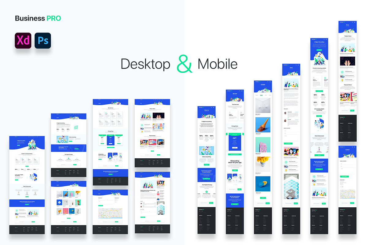 BusinessPRO | PSD & XD mobile first, a Landing Page Template by Milo Studio (Photo 1 of 10)