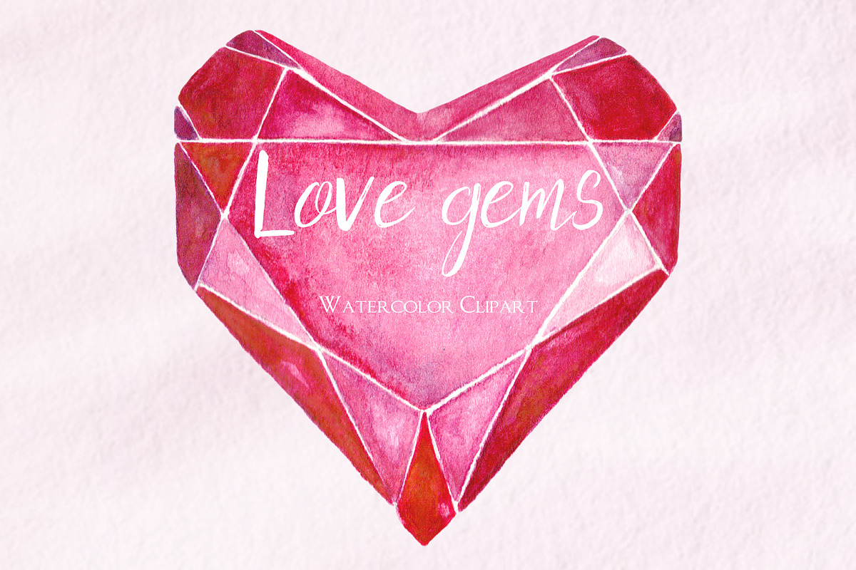 Hearts gems. Valentine clipart, an Illustration by LABFcreations (Photo 7 of 9)