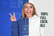 Female Hoodie & Baseball Cap Mockup, a Hoody Mockup by Hi, Mock-Up! (Thumbnail 3 of 9)
