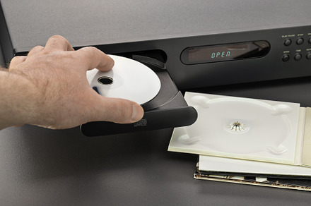 CD on the player tray.
