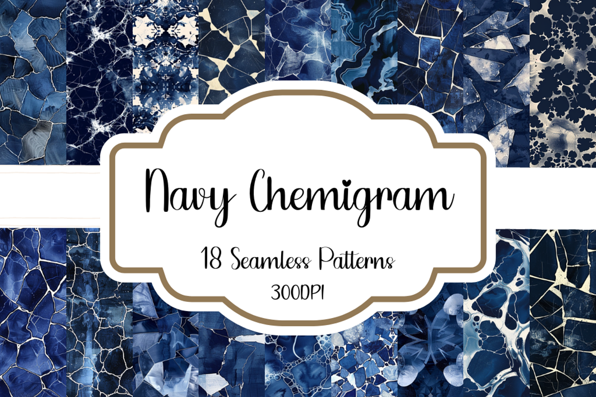 Navy Chemigram Seamless Patterns, a Pattern Graphic by PrintablesByFranklyn (Photo 1 of 4)