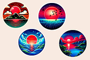 Sunset Sticker Clipart Bundle, an Illustration by Designworld (Thumbnail 5 of 6)