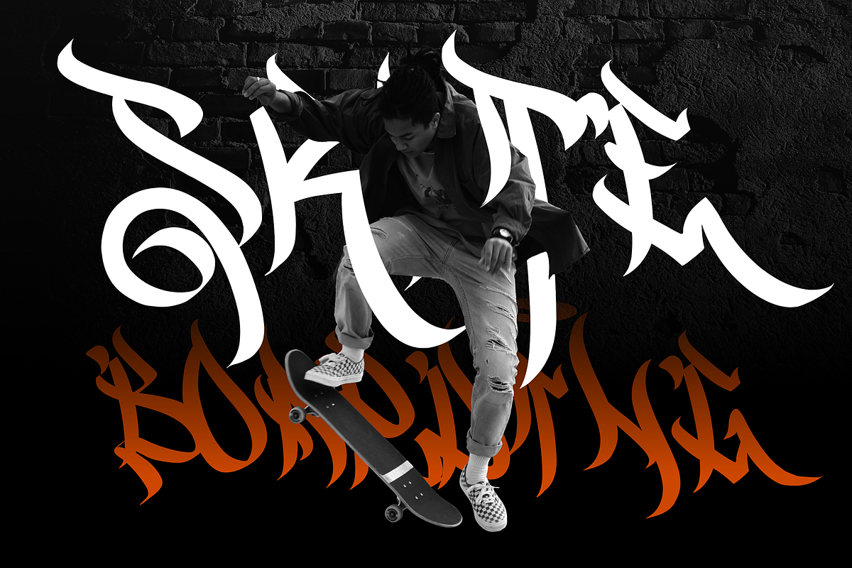 Dragon Brothers - Graffiti Font, a Blackletter Font by figuree studio (Photo 6 of 10)