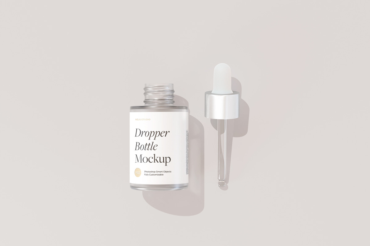 Frosted Glass Dropper Bottle Mockups, a Packaging Mockup by