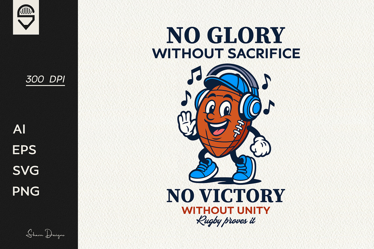 Retro Rugby Ball Character T-Shirt, a Sport Illustration by shaondesigns (Photo 1 of 6)