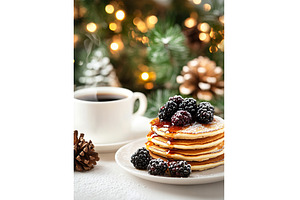 Festive pancakes with blackberries, a Holiday Photo by Lermont51