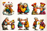 Quirky Valentine Elderly Couple Clip, an Illustration by Dream Creation (Thumbnail 4 of 6)