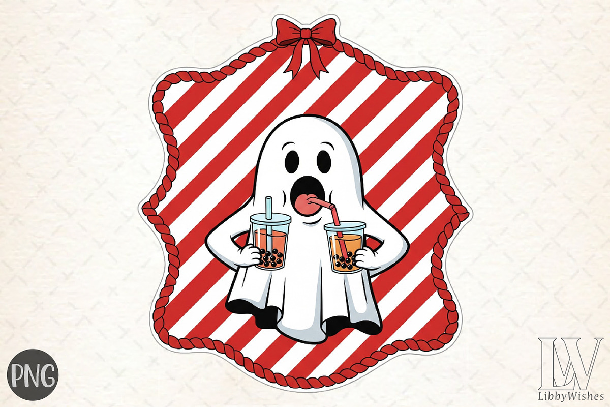 Halloween Ghost Coffee Frame, an Illustration by Libby Wishes (Photo 1 of 6)