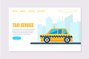 Taxi Service Landing Page Template, a Transportation Illustration by TopVectors