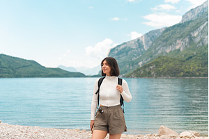 Lost in the moment, a happy woman, a Person Photo by AD Stock Images