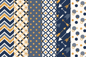 Navy & Gold Glitter Patterns