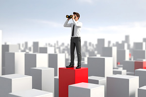Businessman Standing on Block, a Business Photo by Stock Shape