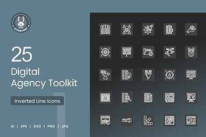 25 Digital Agency Toolkit Icons, an Outline Icon by IconBunny