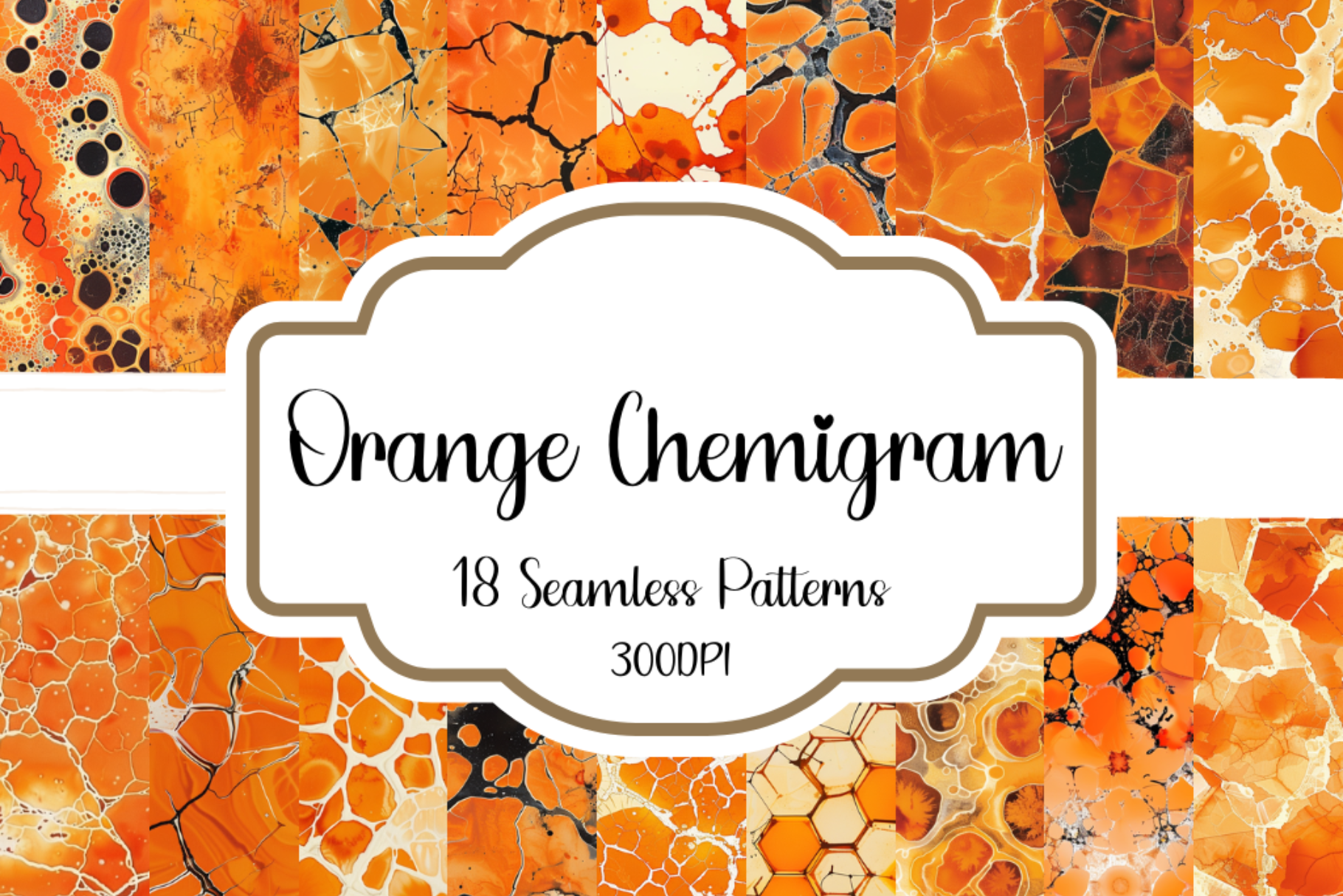 Orange Chemigram Seamless Patterns