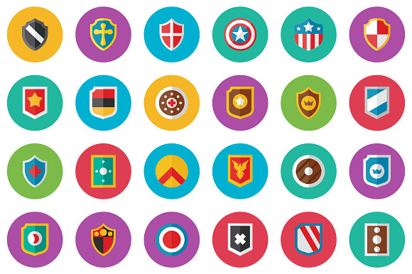 40 Shield Flat Icon Set