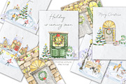 Christmas houses, an Illustration by Love Watercolor Store (Thumbnail 9 of 12)