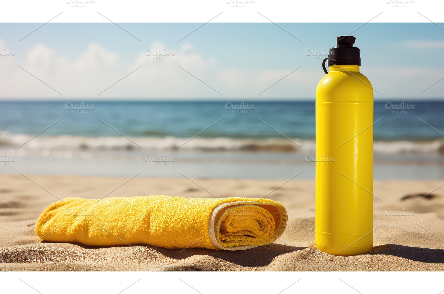 beach yellow fitness ai generated, a Sports & Recreation Photo by pikepicture