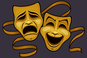 Gold Comedy And Tragedy Theater Mask