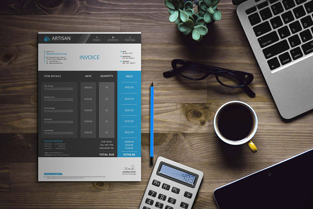 Invoice Bundle, a Stationery Template by artisanHR (Photo 10 of 11)