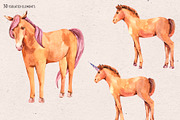 Watercolor Horse Unicorn Clipart, an Animal Illustration by Belusuab (Thumbnail 10 of 18)