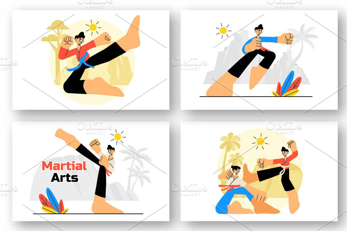 10 Martial Arts Vector Illustration, a Sport Illustration by denayunebgt (Photo 3 of 4)