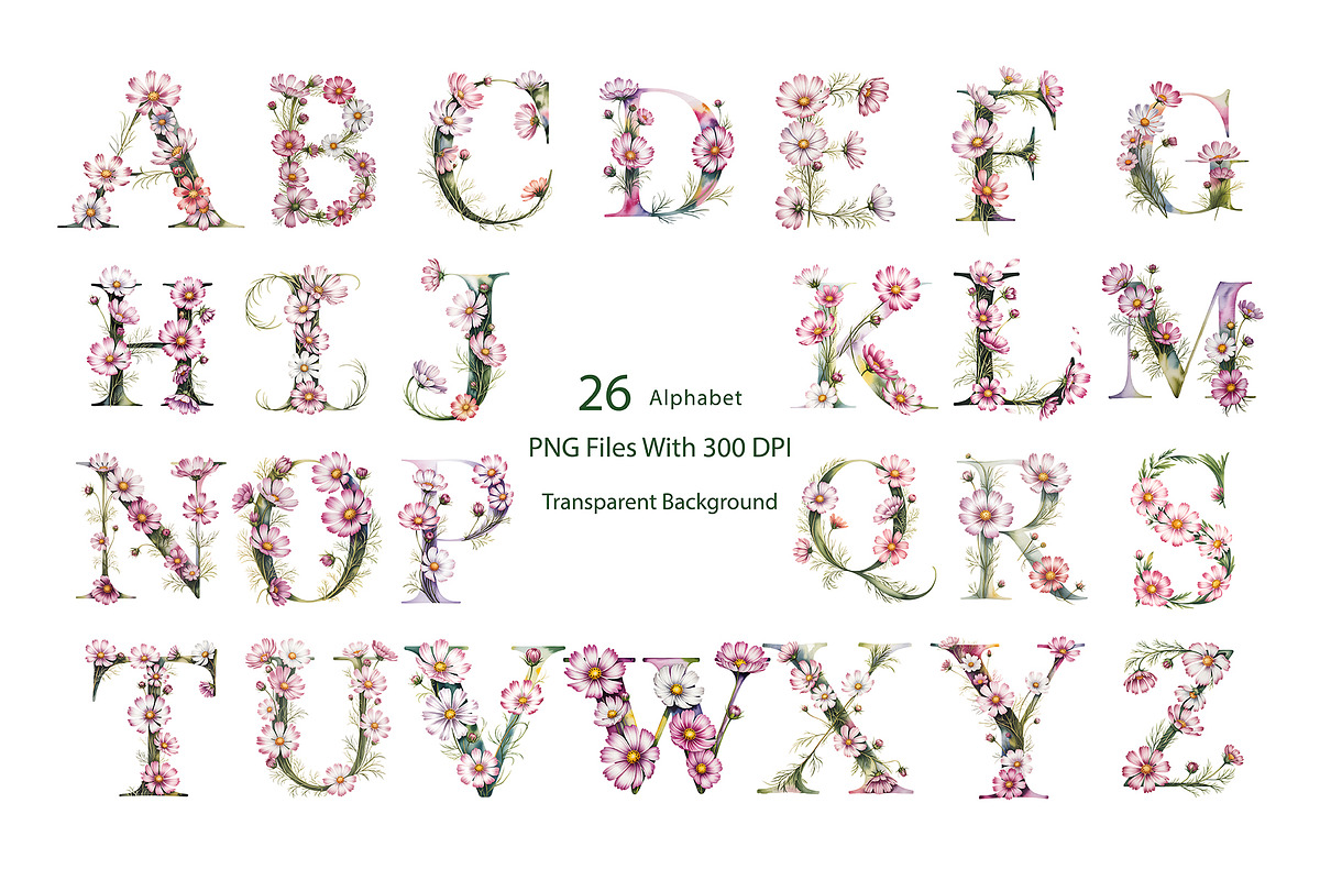 Cosmos Watercolor Floral Clipart, a Decorative Illustration by ForhadGFX (Photo 13 of 15)