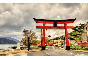 Giant Torii gate near lake Chuzenji in Nikko, an Architecture Photo by Leonid Andronov