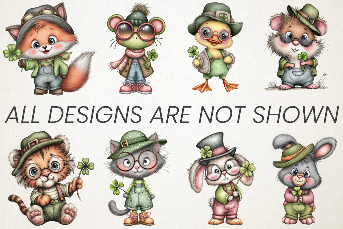 Cute Animal Holding Shamrock Clipart, an Animal Illustration by RobertsArt (Photo 3 of 6)