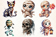 Watercolor Halloween Mummy Clipart, an Illustration by DreamCafeArt (Thumbnail 2 of 7)