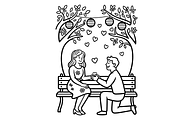 Love & Proposal Coloring Pages Pack, a Person Illustration by Annudesign (Thumbnail 6 of 6)