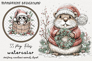 Christmas Woodland Animals Watercolo, a Transportation Illustration by Digital Artistic99 (Thumbnail 1 of 7)