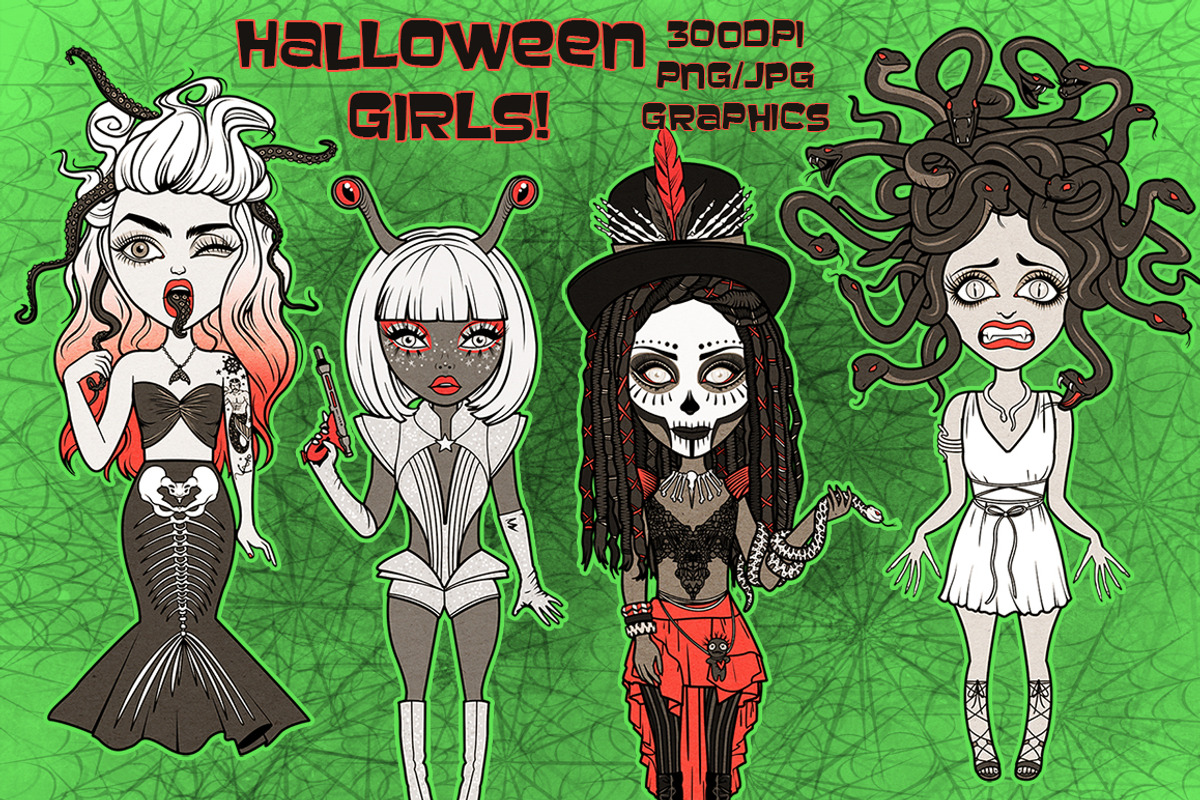 Halloween Costume Girls Collection, an Illustration by Dapper Dudell (Photo 1 of 4)