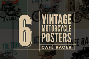 6 vintage motorcycle posters