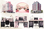 Black and Pink Office Clipart, an Illustration by NadiaTheronArt (Thumbnail 4 of 5)