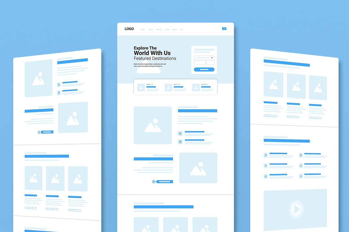 Modern Website UI Wireframe Design, a Landing Page Template by MightyDesign (Photo 1 of 9)
