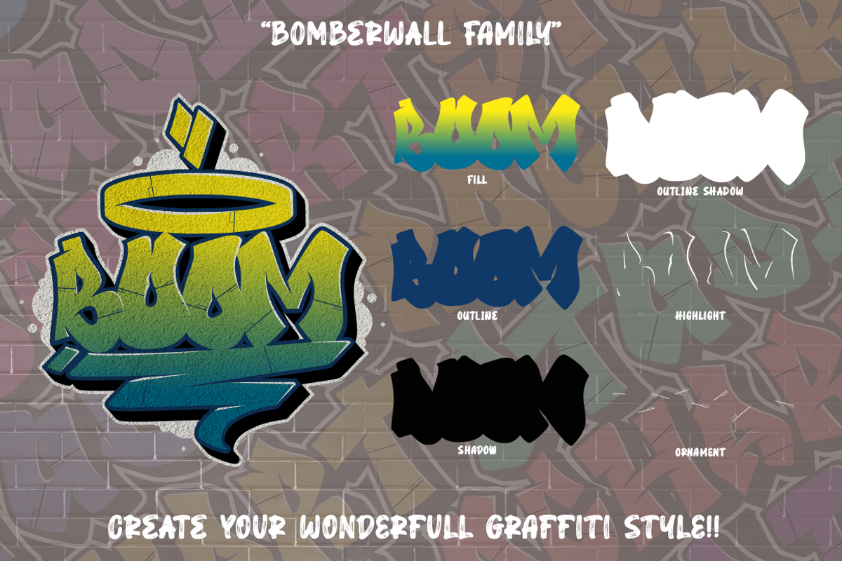 Bomber Wall Graffiti Font, a Script Font by Rochart (Photo 2 of 10)
