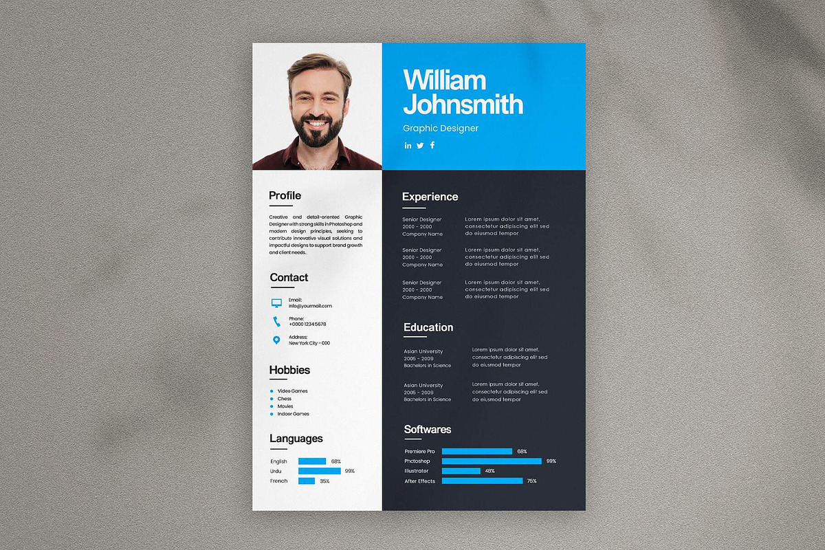 Modern Professional Resume CV, a Resume Template by Saman Osama (Photo 1 of 2)