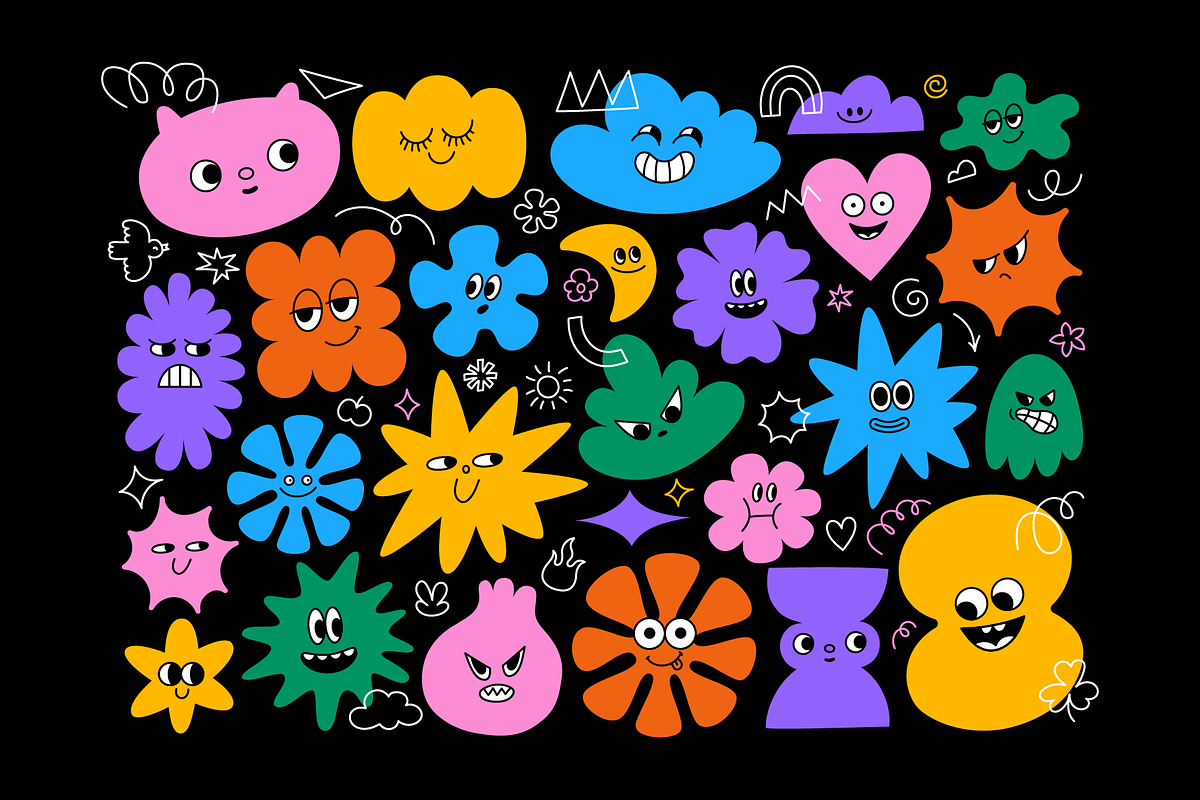 Doodles, vector funny mascots, a Graphic by venimo (Photo 2 of 9)