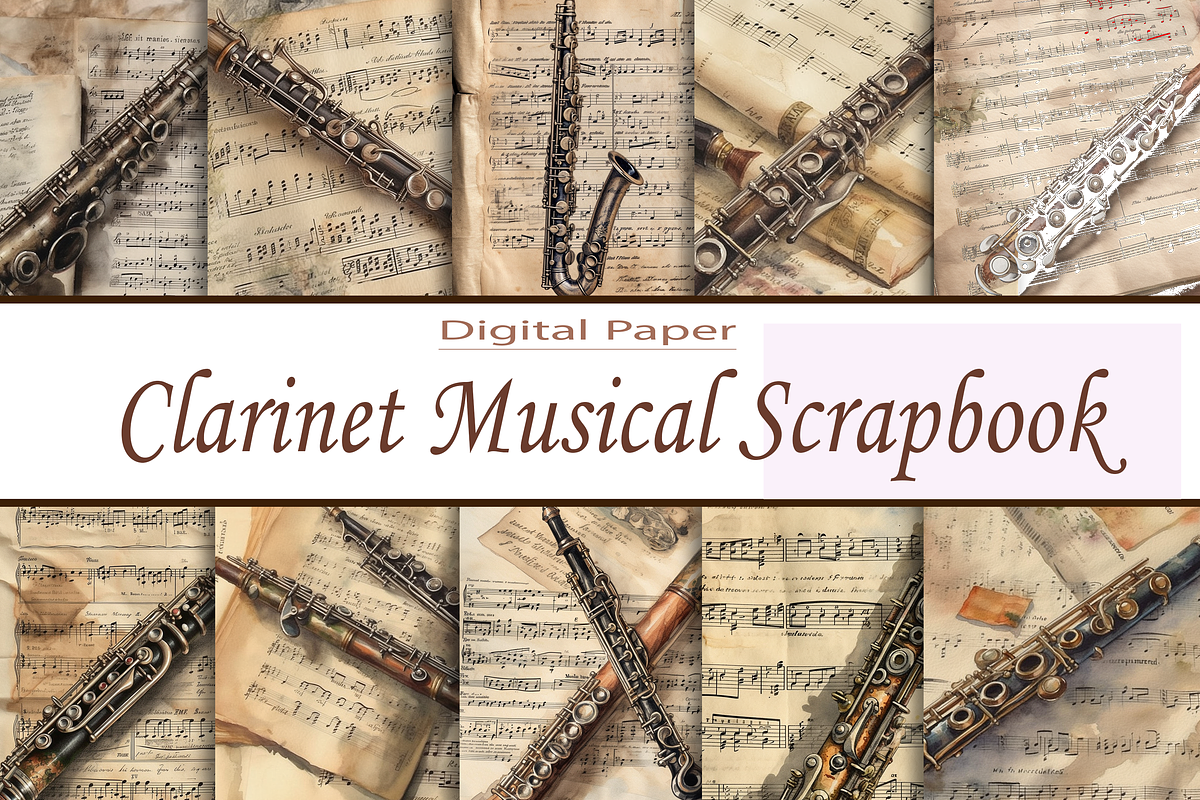 Clarinet Musical Scrapbook, a Background Graphic by Printable Treasure (Photo 1 of 4)
