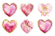 Pink Gold Hearts Clipart Bundle, an Illustration by SinaCreation (Thumbnail 3 of 5)
