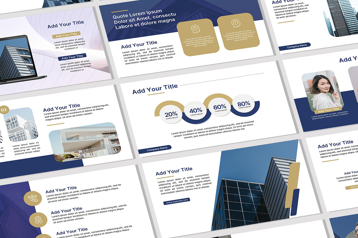 Blue and Gold Powerpoint Template, a Presentation Template by SKY CREATION (Photo 3 of 6)